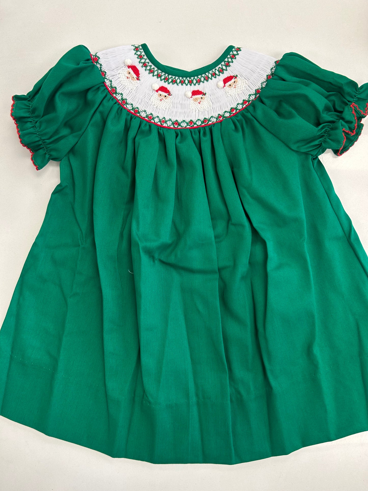 Green Smocked Bishop Santa Dress