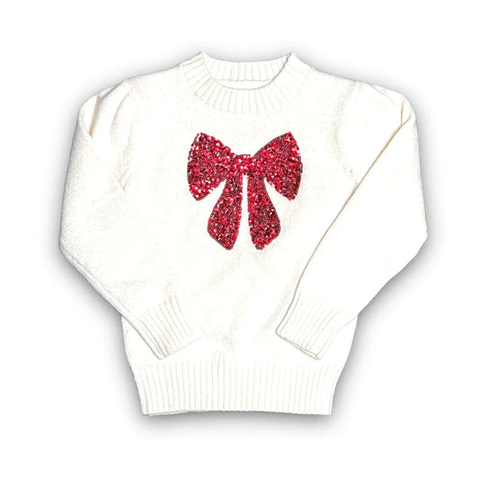 Red Sequin Bow Sweater