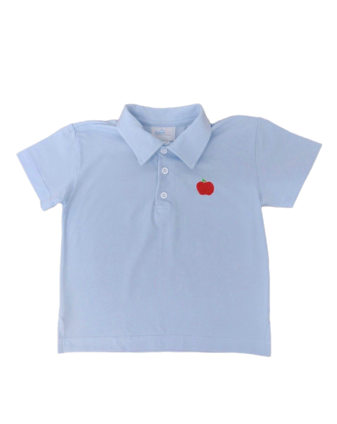 Blue Polo with Red Apple