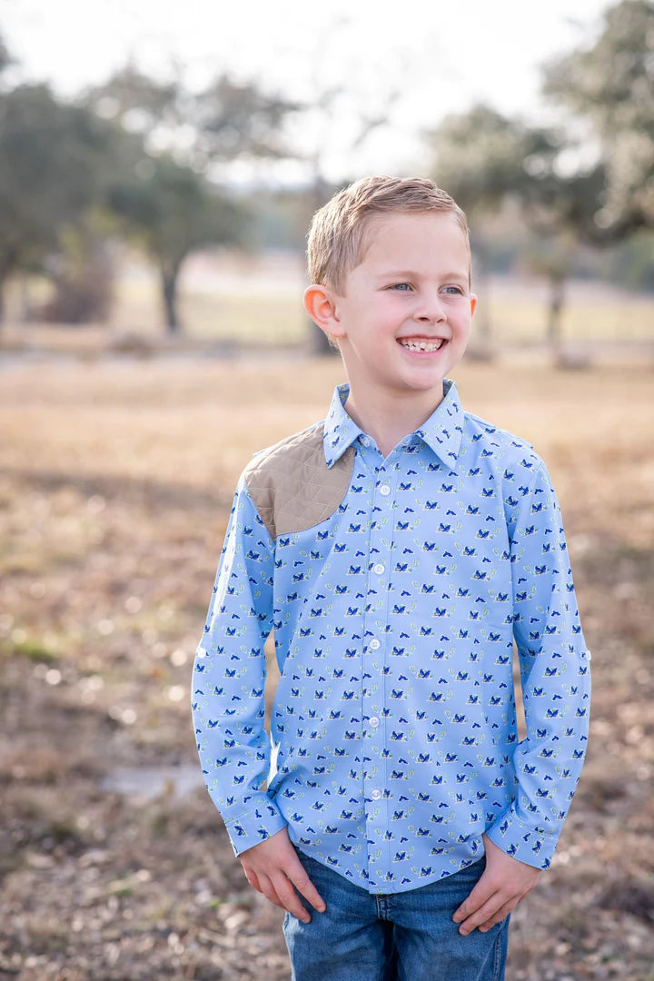 Quail Woodblock Long Sleeve Ranch Collection