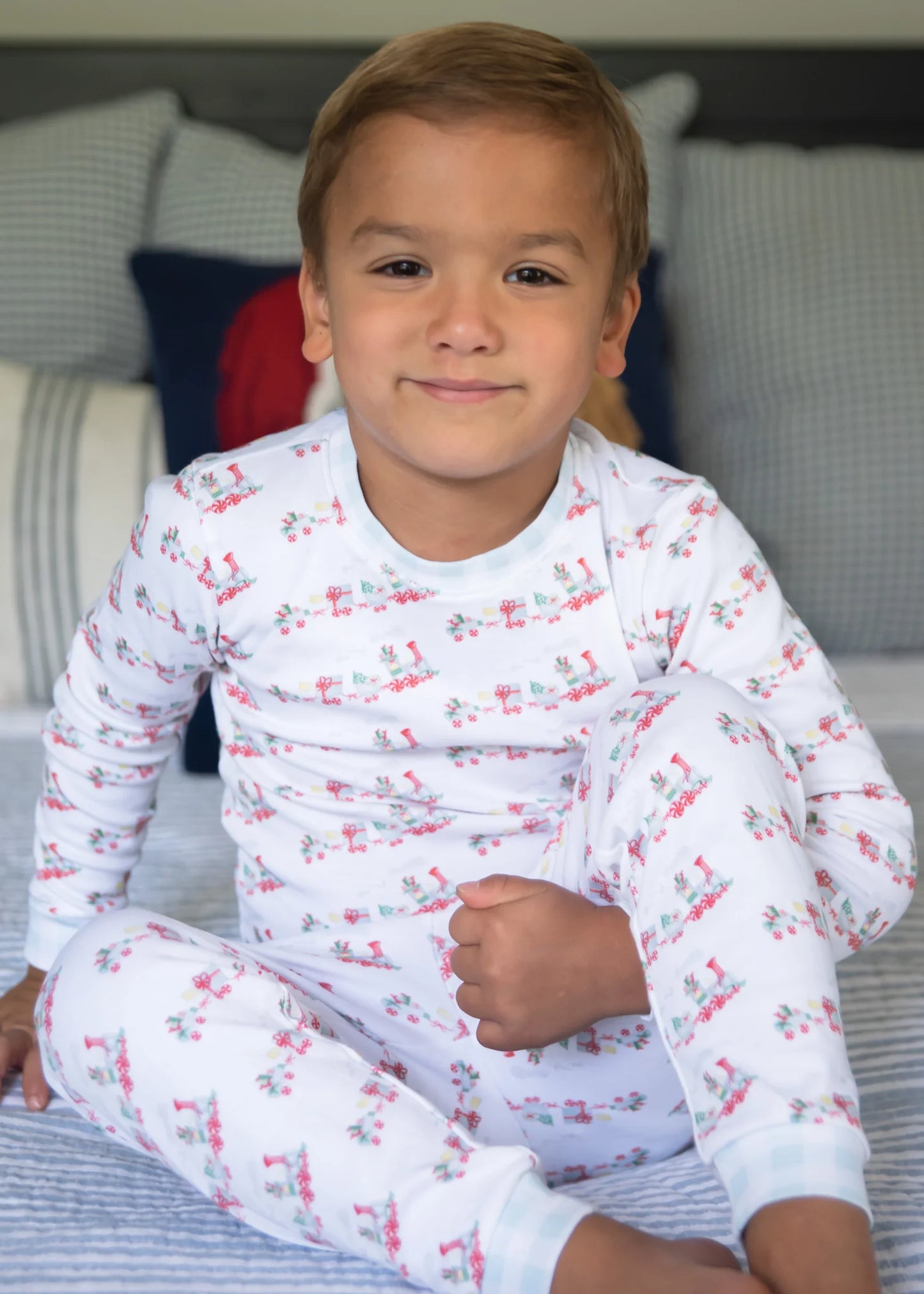 Boys Two-Piece Christmas Train Jammies