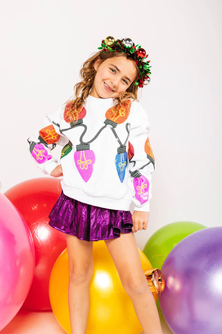 Kids White Christmas Tree Light Sweatshirt