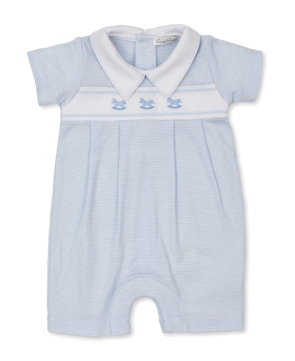 Rocking Horse Blue Stripe Short Playsuit
