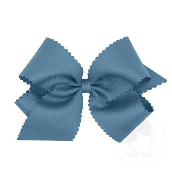 Denim Scalloped Edge Hair Bow