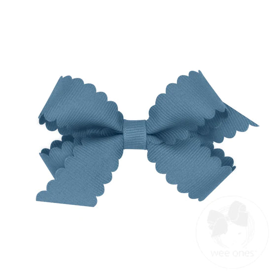Denim Scalloped Edge Hair Bow
