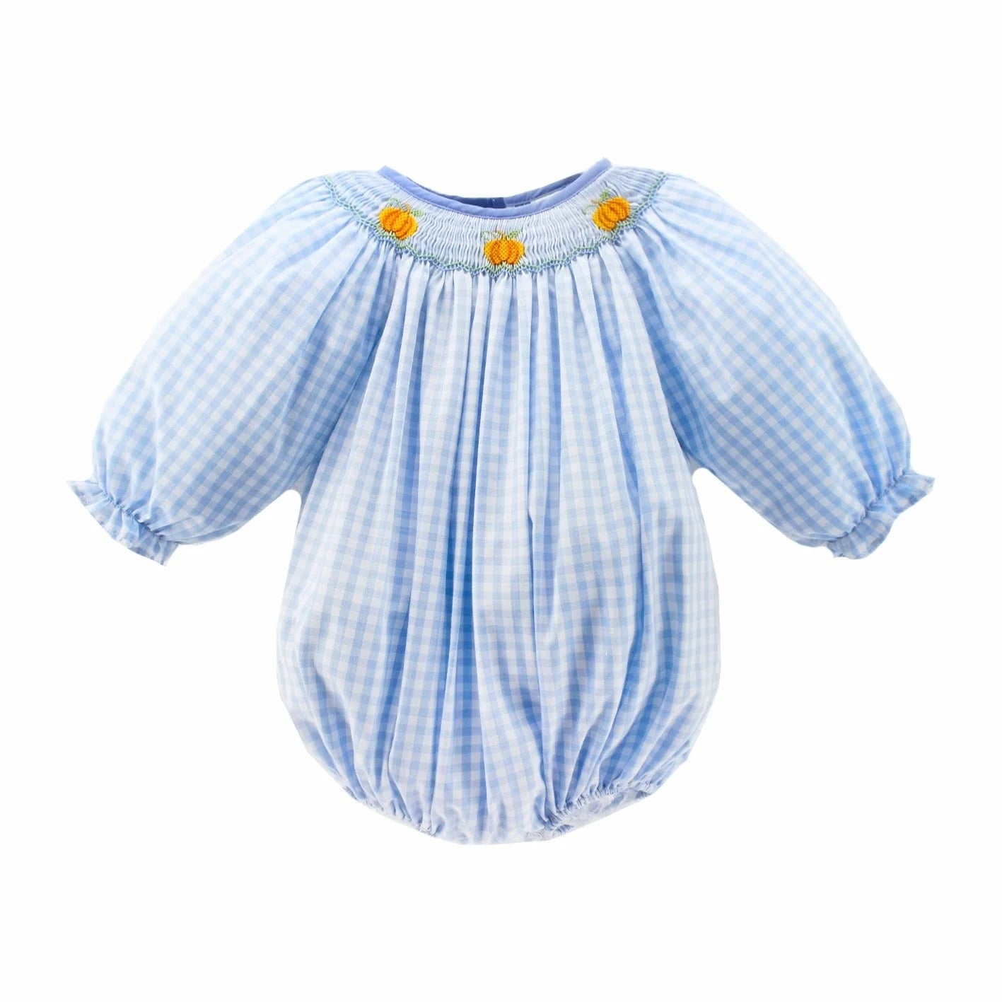 Girls Pumpkin Gingham Bubble