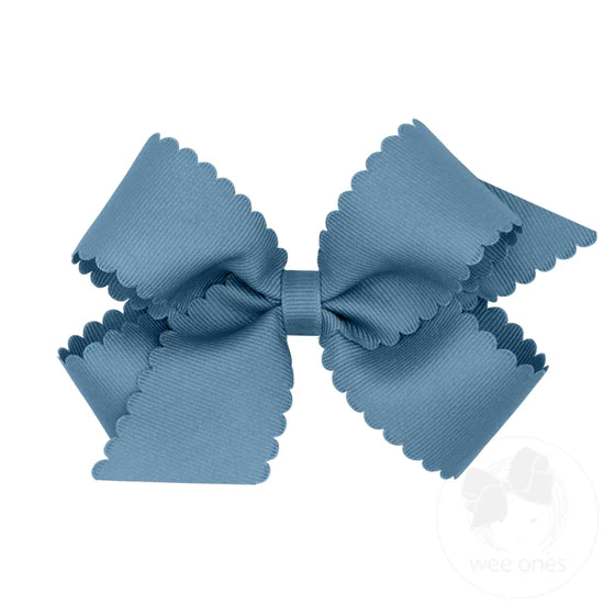 Denim Scalloped Edge Hair Bow