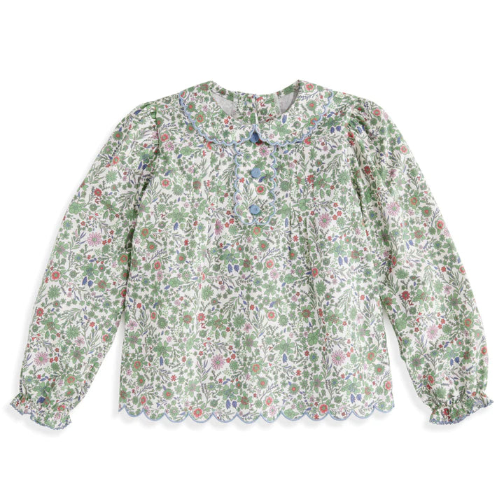 Printed Scallop Trim Blouse