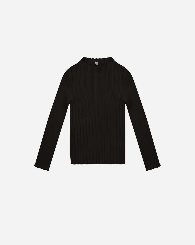 Ribbed Long Sleeve Black Tee