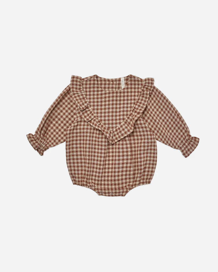 Winne Brown Gingham Romper