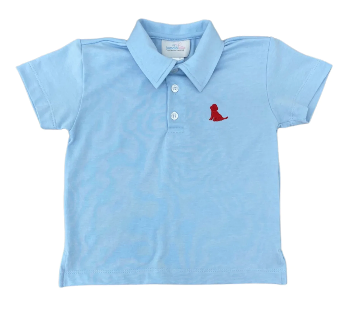Blue Polo with Red Puppy
