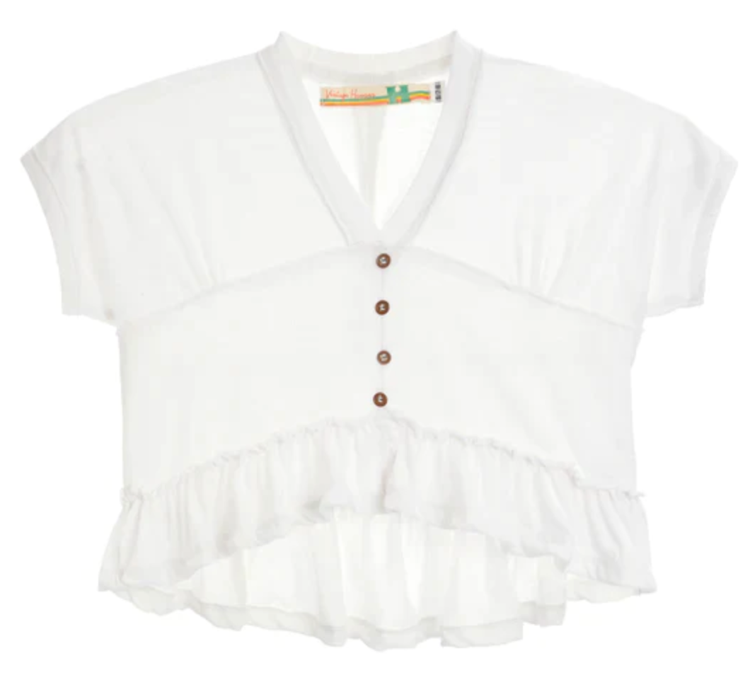 White Uneven Flow Top