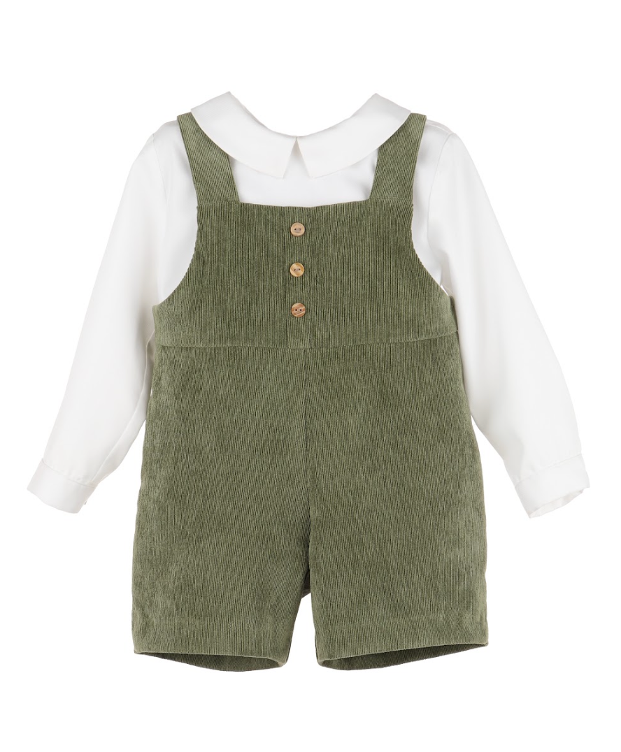Green Cord Boy Romper