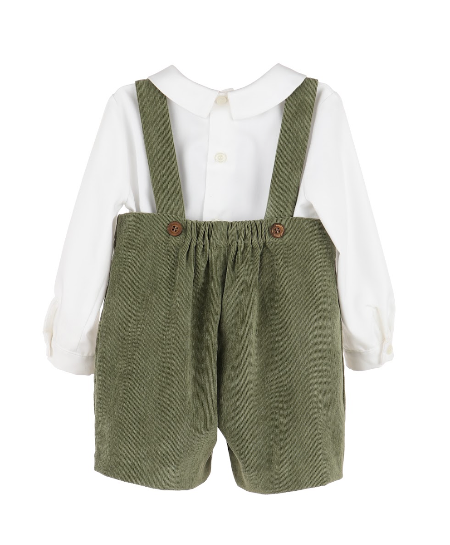 Green Cord Boy Romper