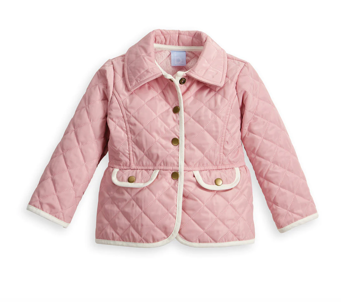Pink and Ivory Quilted Peplum Coat
