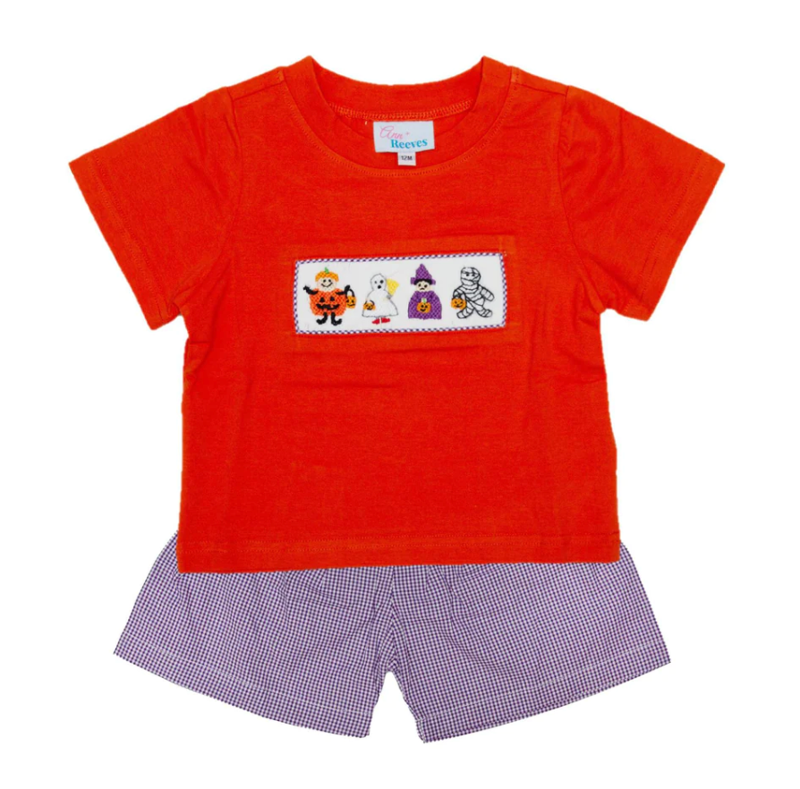 Boys smocked Halloween set by Ann + Reeves.