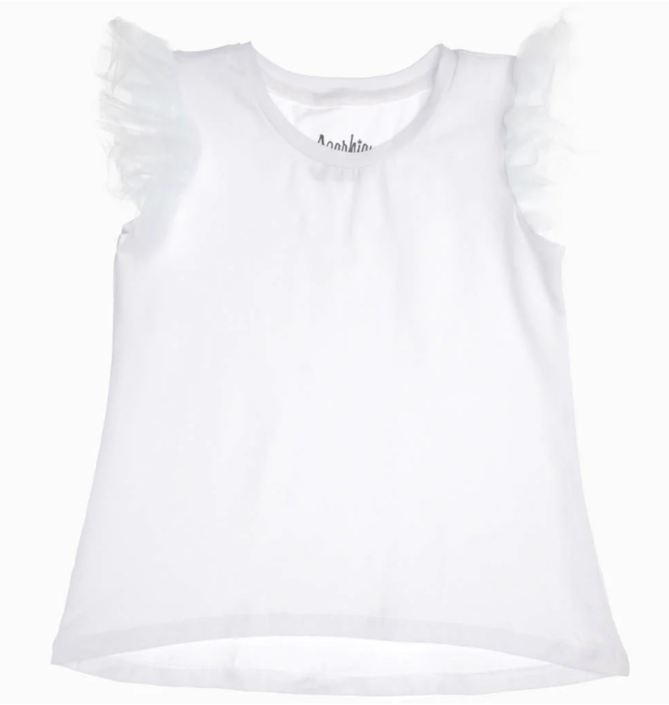 Tulle Ruffle Shirt in White