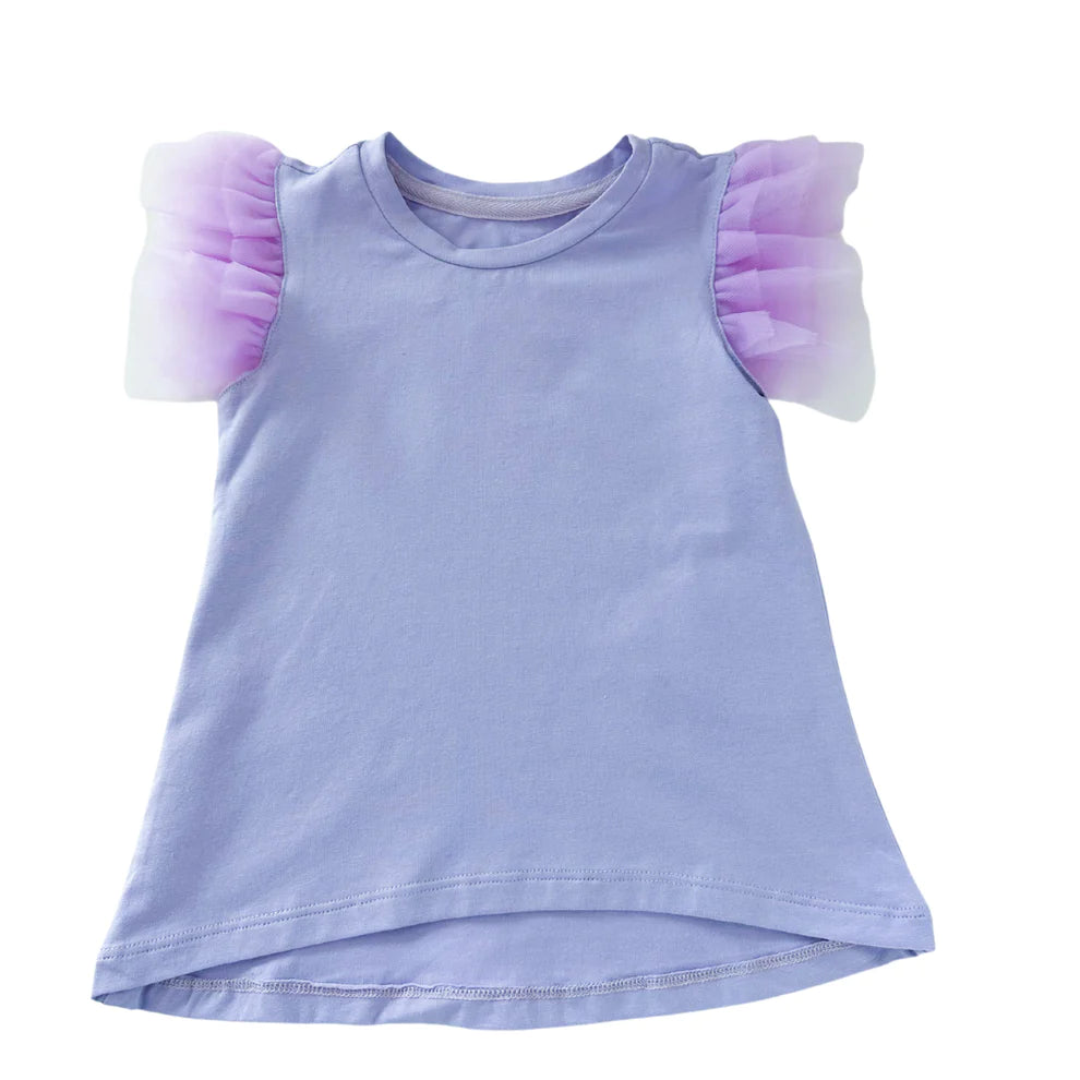 Tulle Ruffle Shirt in Lavender