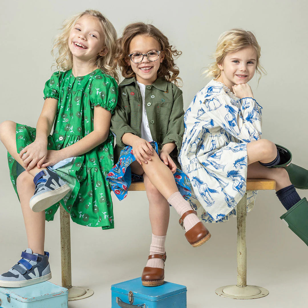 Green Flower Toss Elizabeth Dress