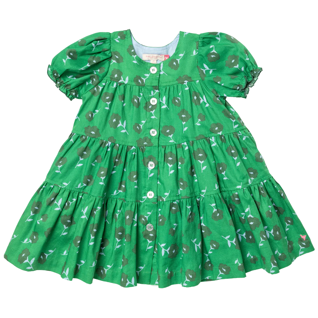 Green Flower Toss Elizabeth Dress