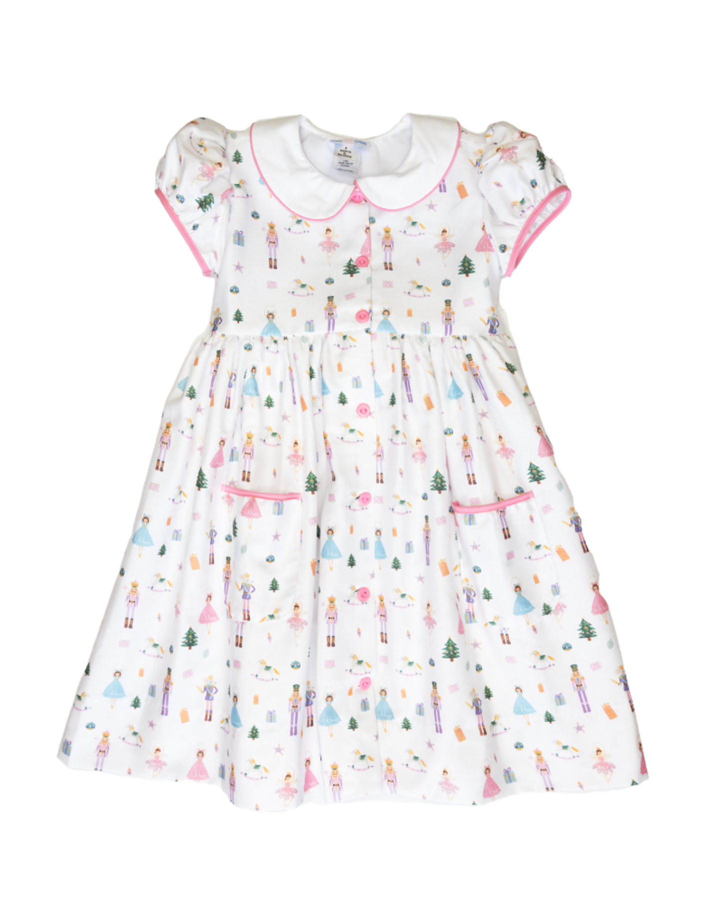 Girls Nutcracker dress by Lulu Bebe with pockets and a scalloped collar.