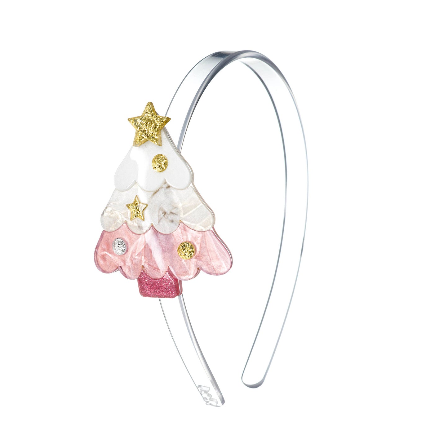 HOL23- Christmas Tree Pink Pearlized Headband