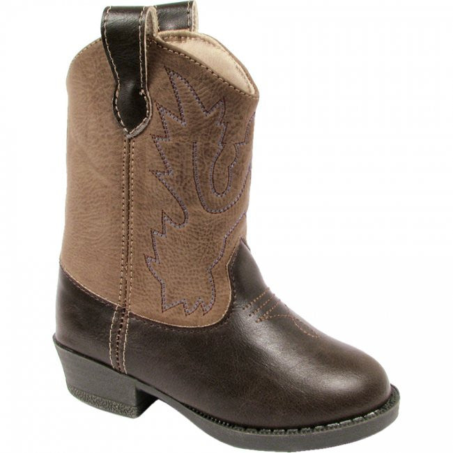 Two tone brown toddler boys cowboy boots.