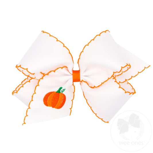 Pumpkin Embroidered Bow