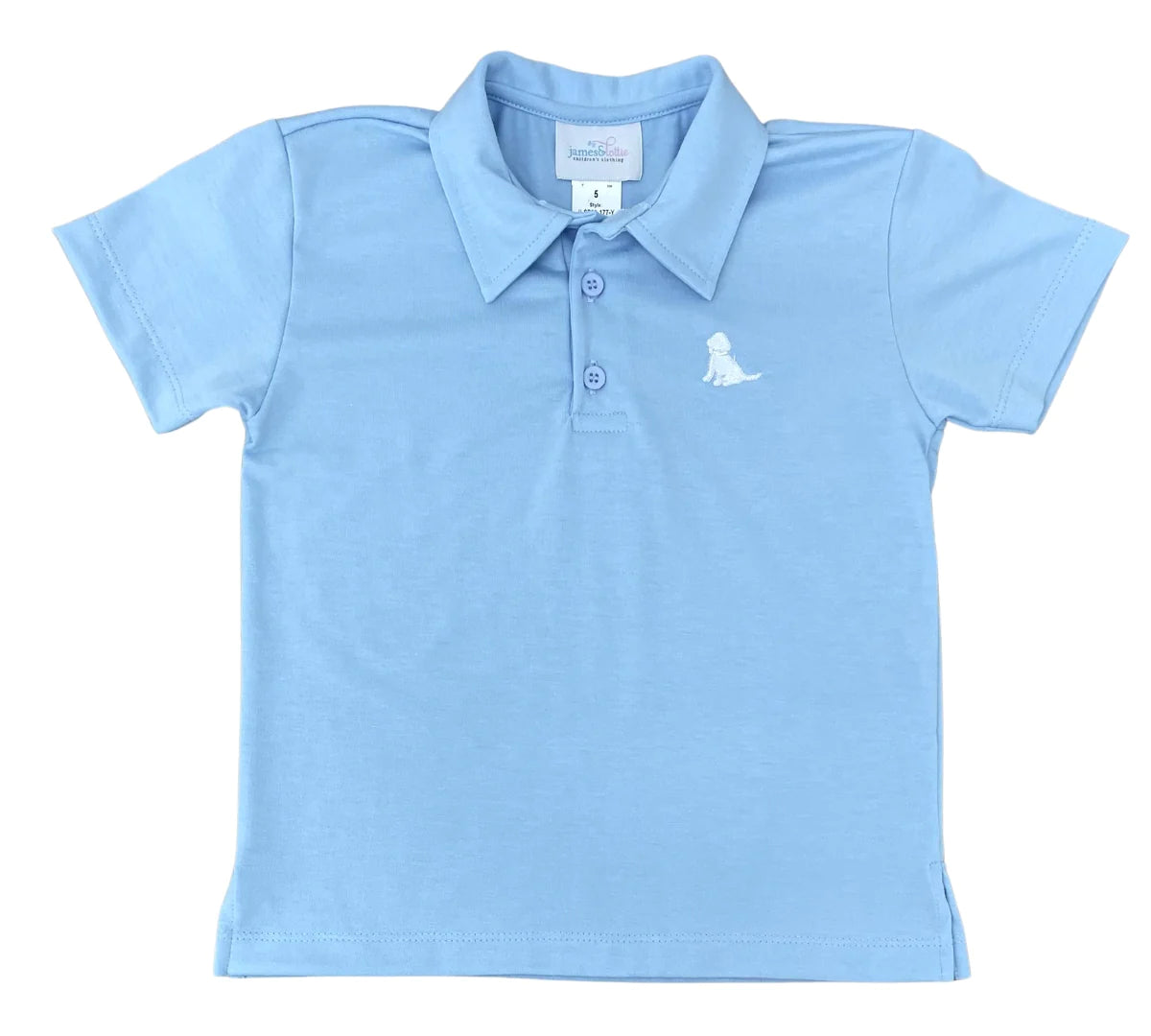 Blue Polo with White Puppy
