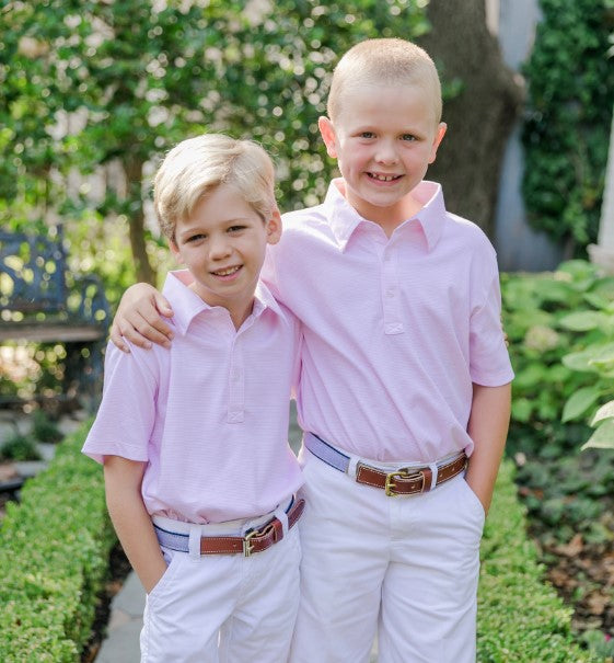 Griffin Polo Shirt - Pink and White Stripes