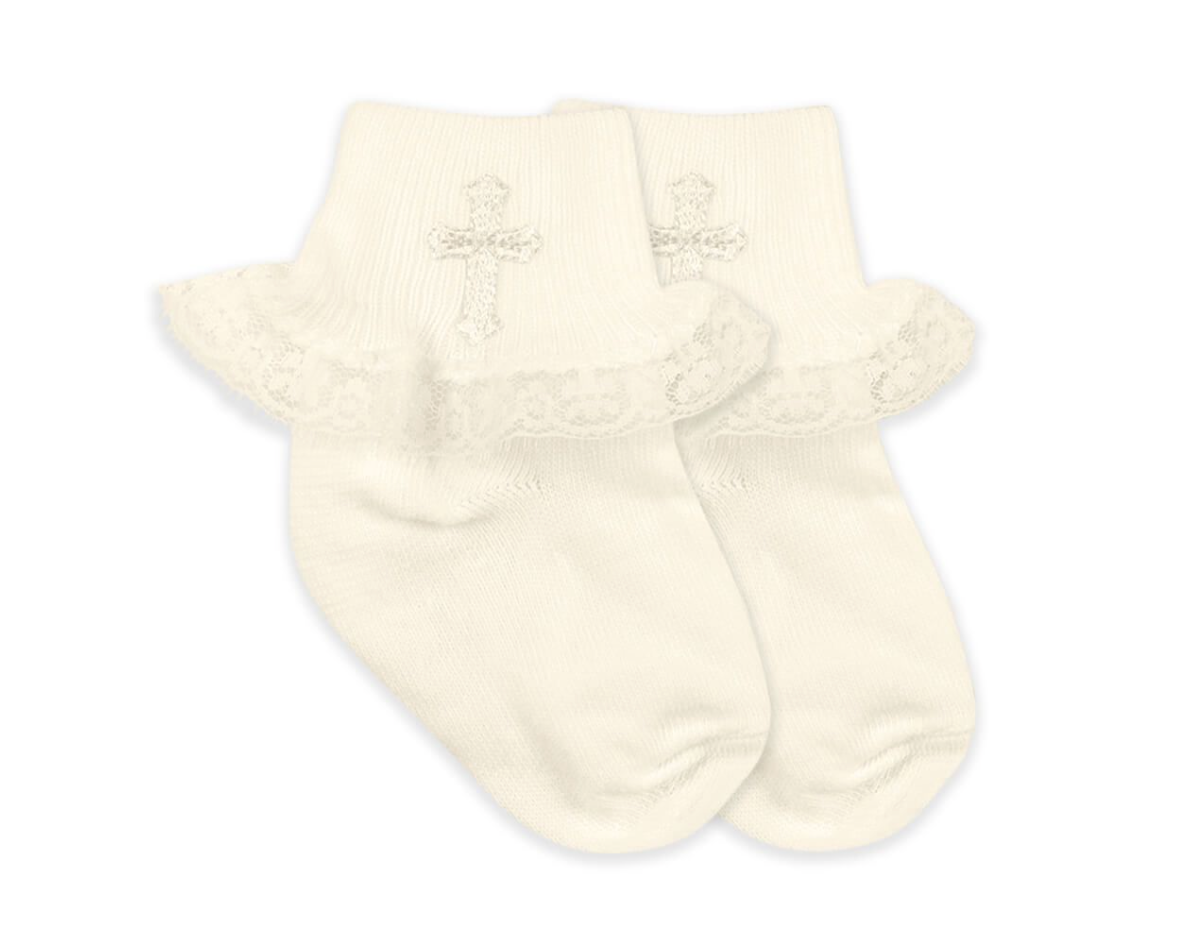 Jefferies Socks Smooth Toe Christening Lace Socks 1 Pair