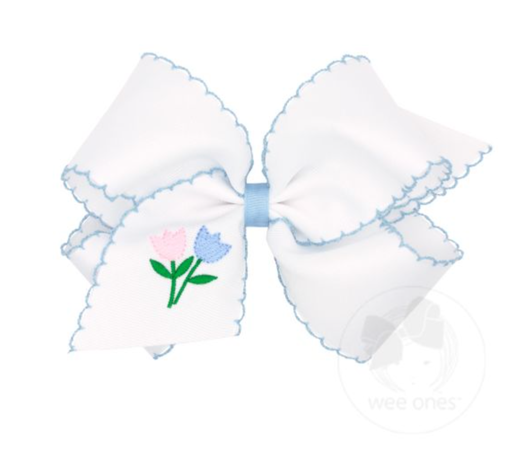 Tulip Embroidered Bow
