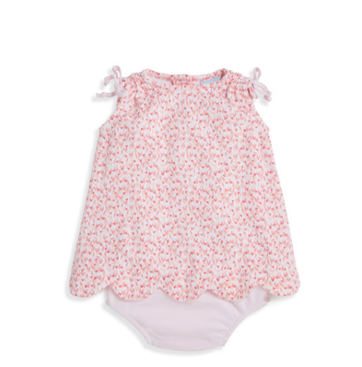 Pink and red heart top with light pink bloomer by Bella Bliss.