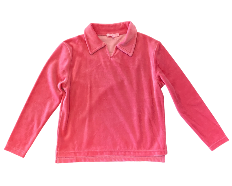 Rose Velour Polo Pullover