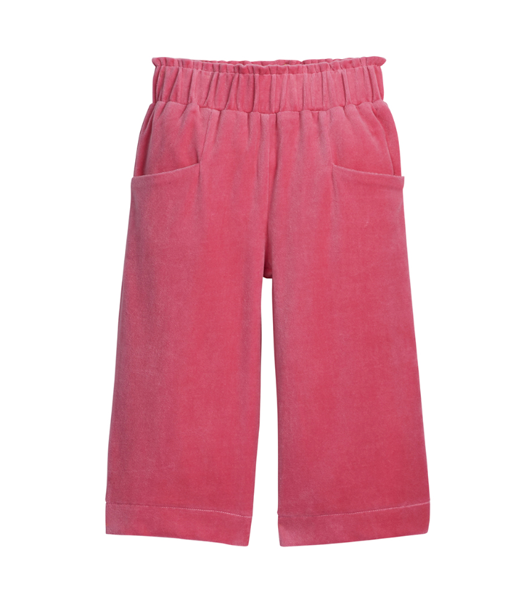 Rose Velour Cropped Palazzo Pants