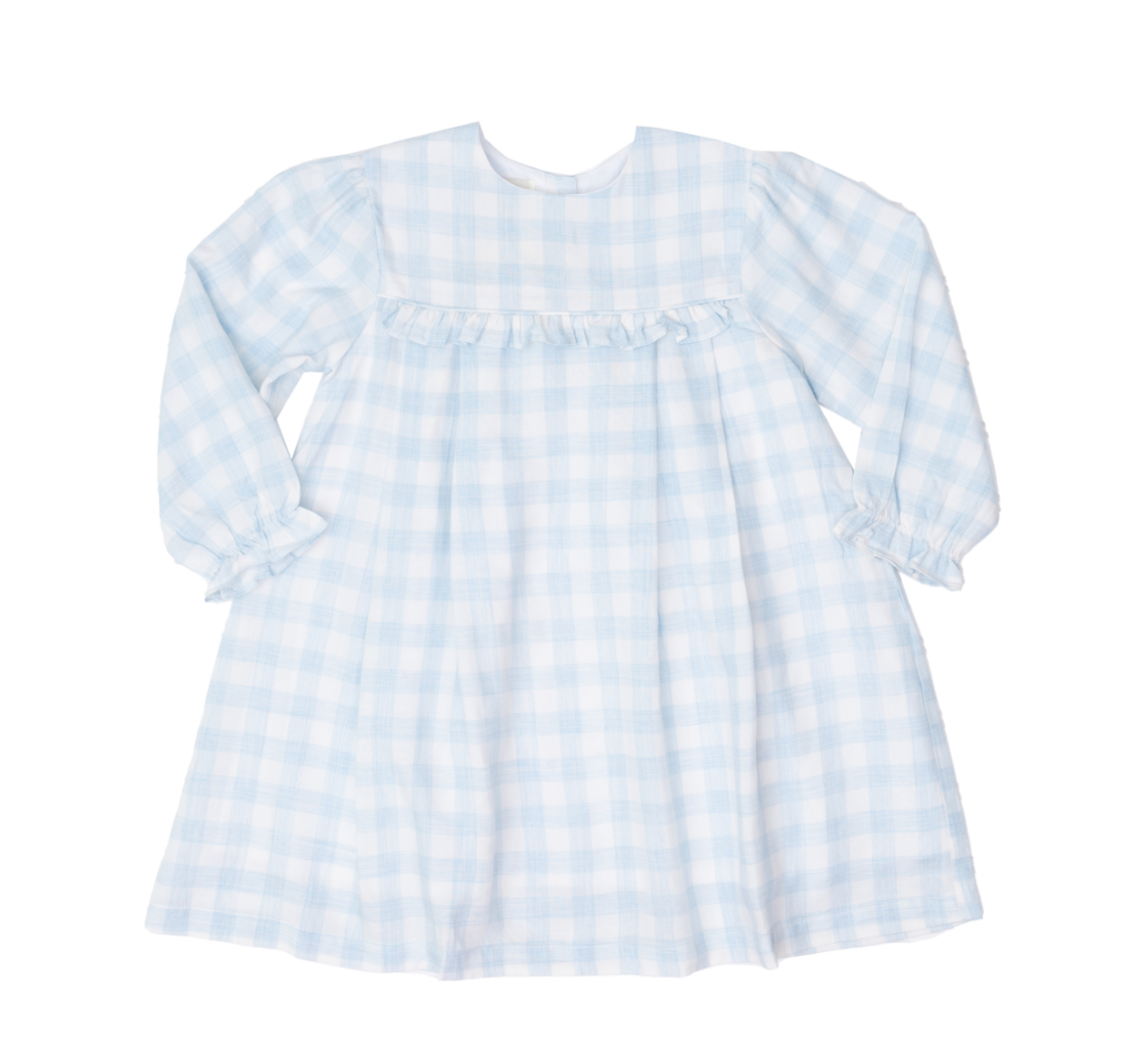 Soft Blue Check Alicia Dress