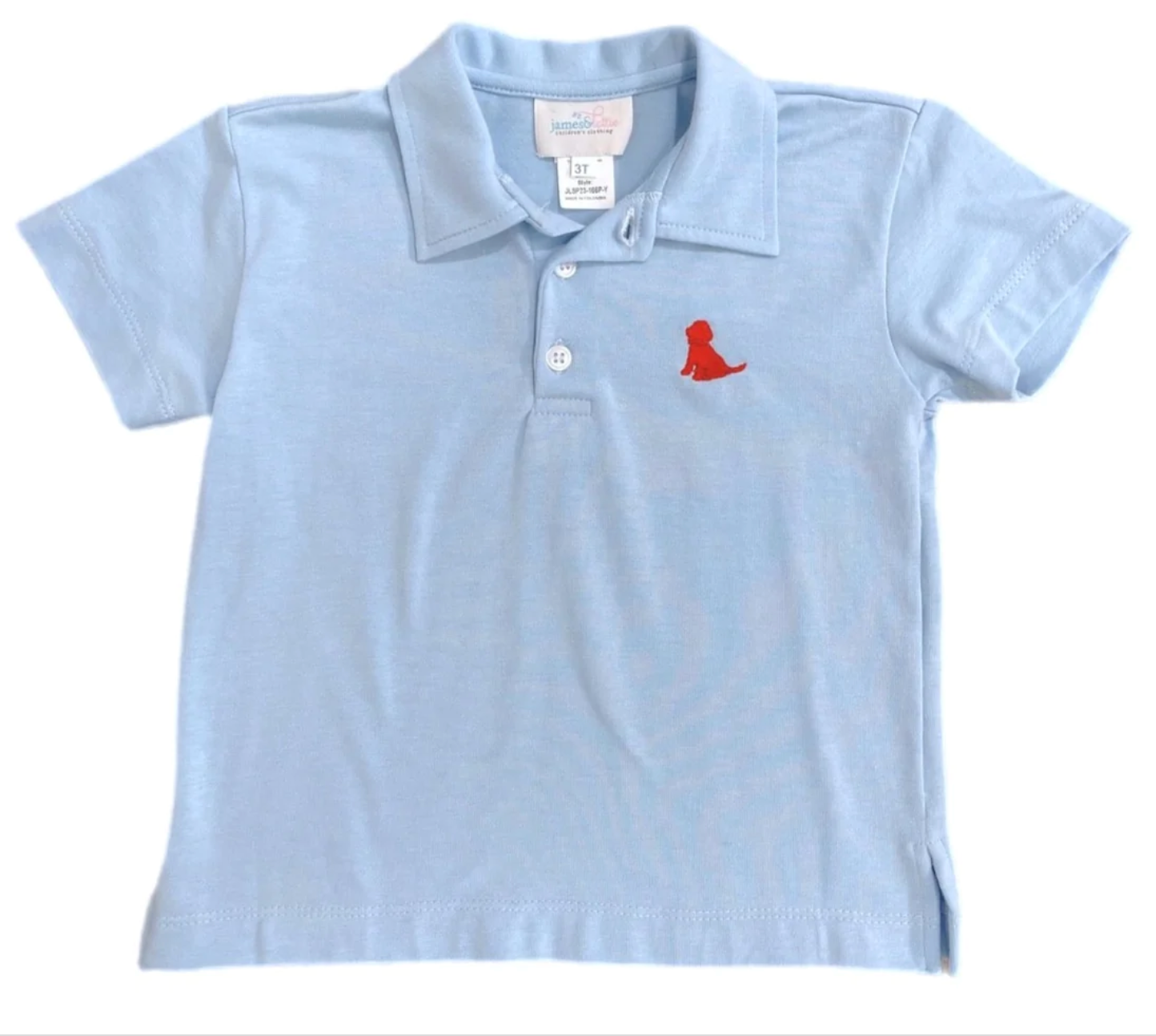 Light Blue Polo with Red Puppy