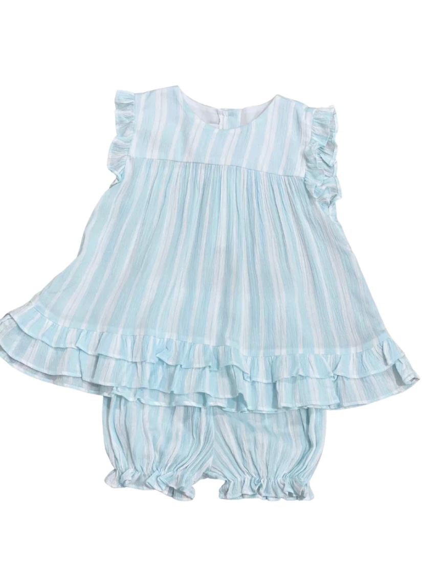 Madison Aqua Stripe Bloomer Banded Short Set