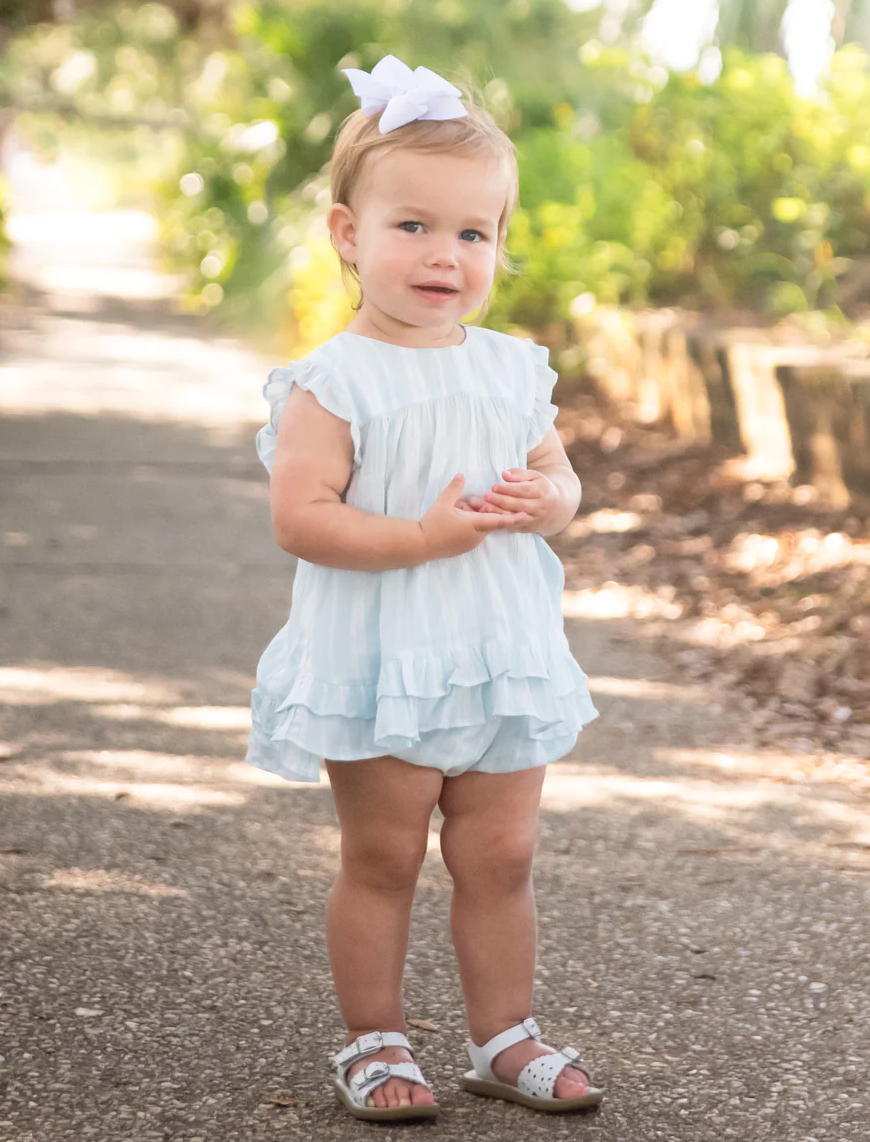 Madison Aqua Stripe Bloomer Banded Short Set