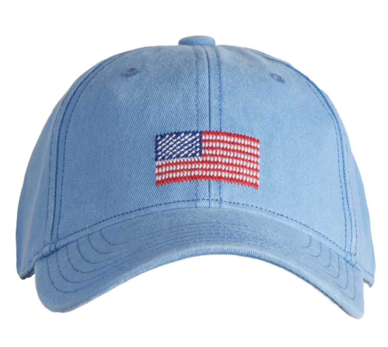 American Flag on Light Blue Hat