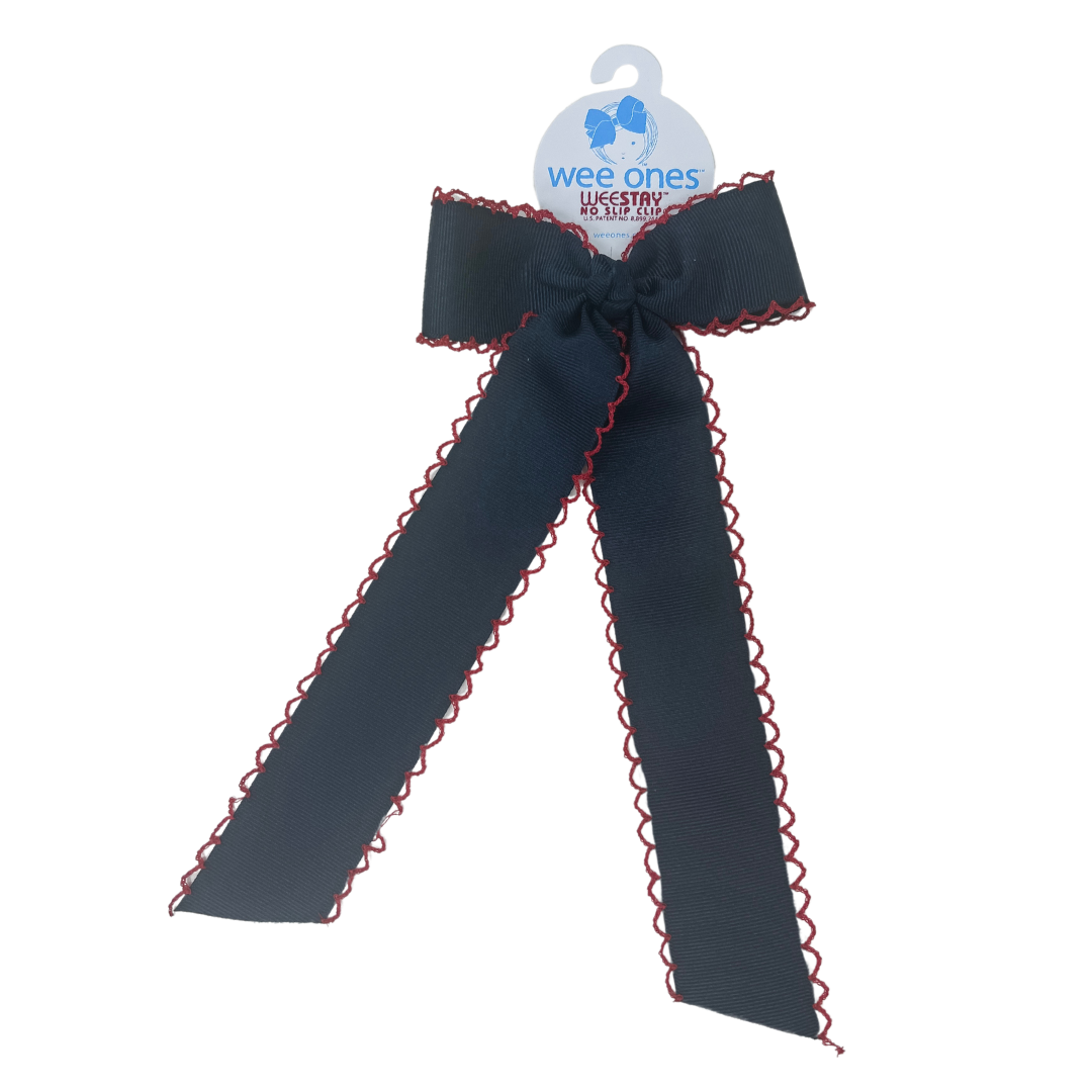 Navy with Red Moonstitch Bowtie