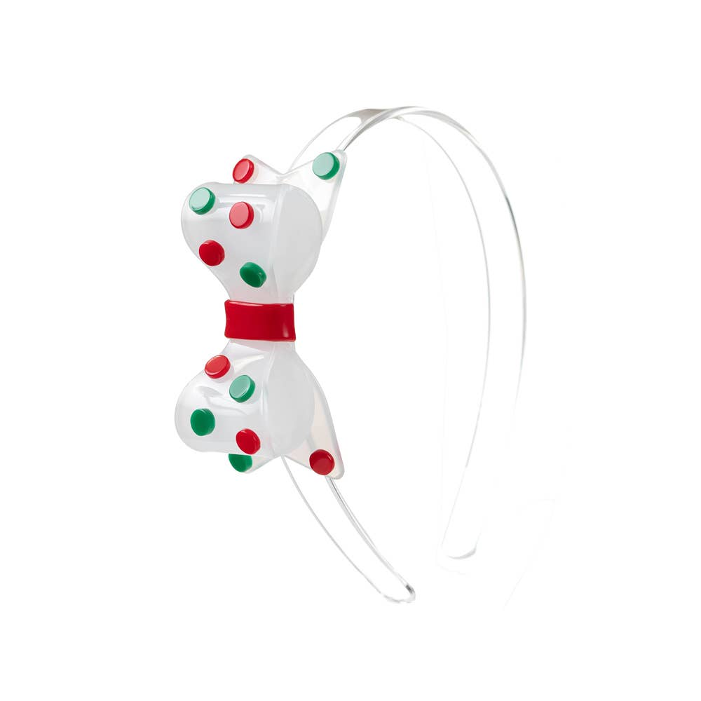 Fat Bow Red and Green Polka Dots Headband