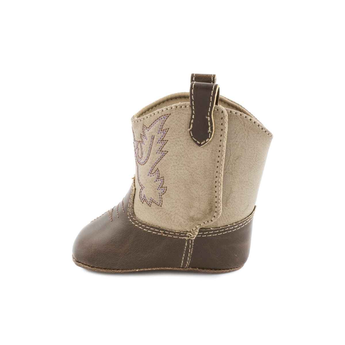 Two tone soft sole crib baby cowboy boots.
