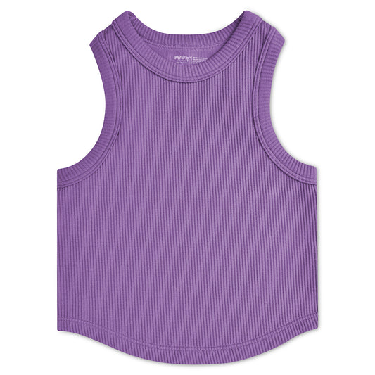 Vivid Violet Cropped Ribbed Racerback Tank Top