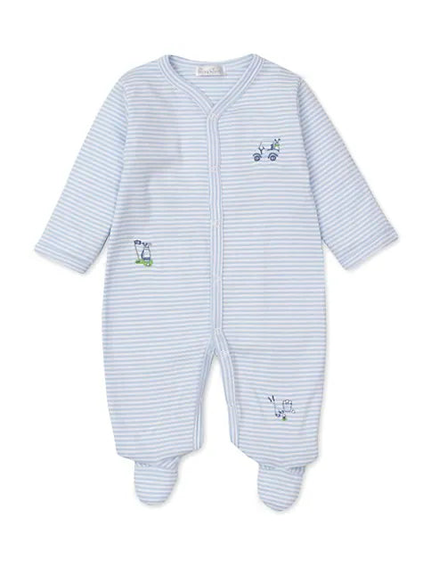 Light Blue Stripe Footie with Golf Cart
