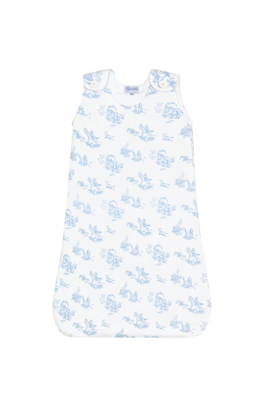 Blue Toile sleepsack by Nellapima made from Pima Cotton. Blue bear print. 