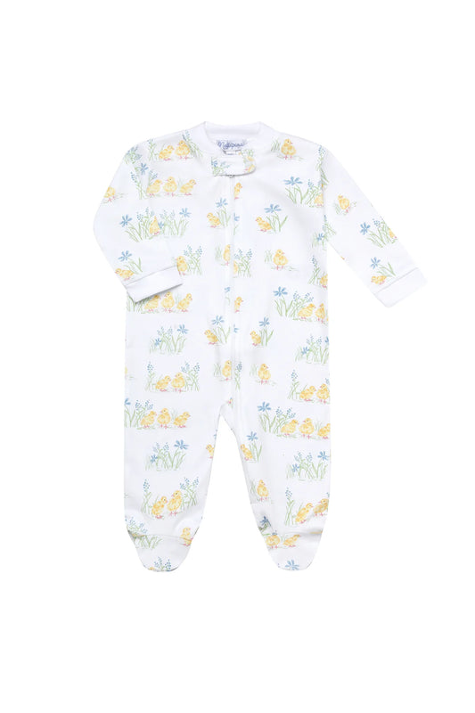 Chicks Print Zipper Footie