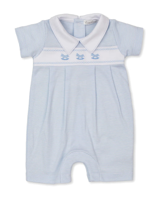 Rocking Horse Blue Stripe Short Playsuit