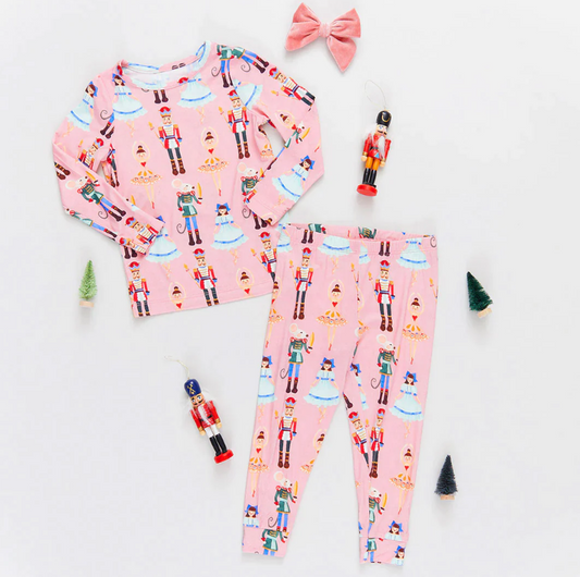 Girls Bamboo Pink Nutcracker PJ Set