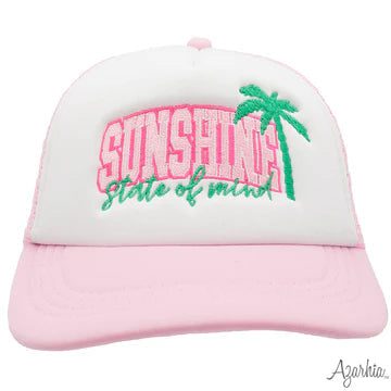 SUNSHINE STATE OF MIND EMBROIDERED YOUTH PINK TRUCKER HAT